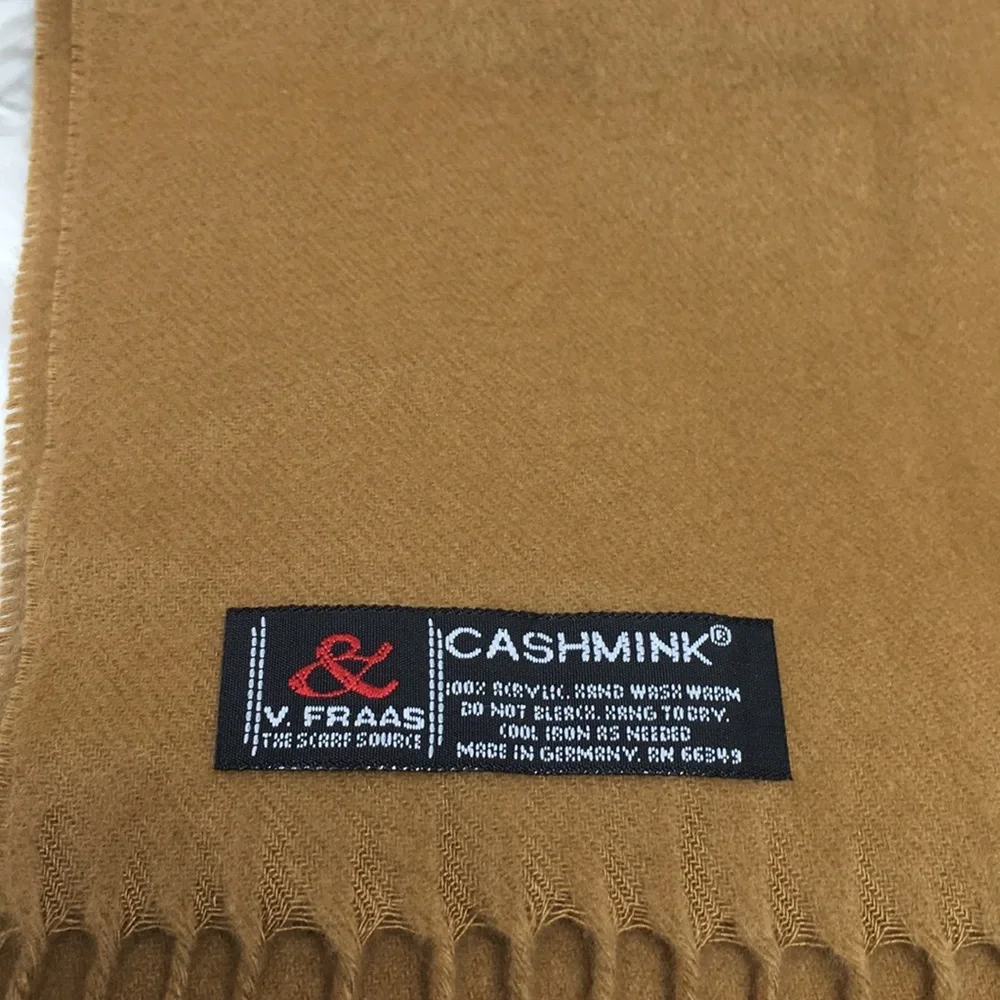 Cashmink Camel colored Winter Scarf with Fringe